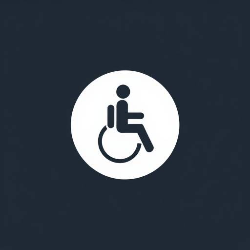 An icon representing web accessibility, featuring a stylized person in a circle.