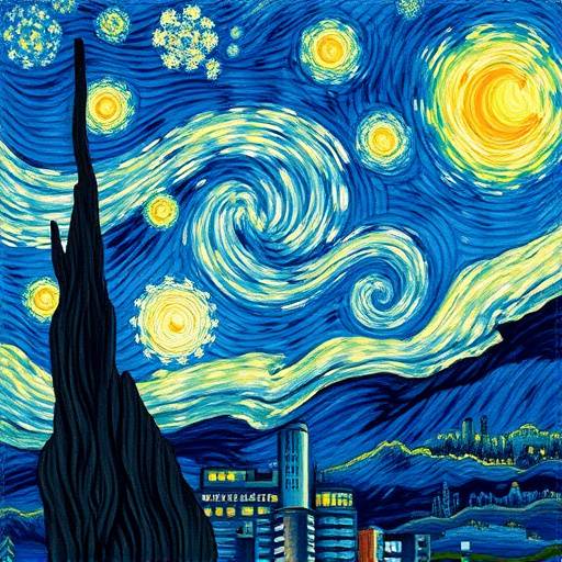 Preview image suggesting Van Gogh's 'Starry Night' with swirling blues and yellows